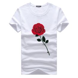 Rose Printed T shirts Summer Top Shirt Crew Neck Short Sleeves 5XL Men New Fashion Clothing Cotton Tops Male Casual Tees 2053