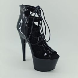 20cm Party Cross Dressing Peep Toe Apricot Transparent Ankle Boots Strip Pole Dance Gothic Sexy Fetish Shoes Gladiator