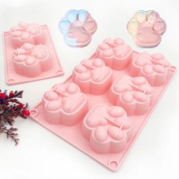 Candles Multicavity Cat Paw Silicone Soap Mould Animal Candle Resin Plaster Mould DIY Chocolate Jelly Cake Ice Cube Making Desk Decor Gift