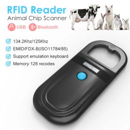 Scanners Black Animal RFID Reader 134.2KHz 125kHz USB/Bluetooth Pet Cat Dog Microchip Scanner FDXB Glass Chip Identification Tag Reader