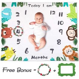 Blankets Ylsteed 3Pcs Set Born Milestone Blanket Baby Flannel Pography Infant Shooting Backdrop Monthly Growth