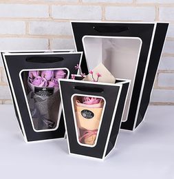 Kraft Paper Bags Flower Box with Handle Waterproof Bouquet Florist Gift Packing Box Valentine039s Day Rose Boxes Party Decorati3897424