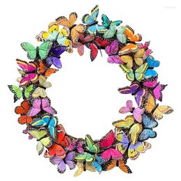 Decorative Flowers Easter Decorations Front Door Wreath Butterfly Wall Decor Spring Summer Floral Wreaths For Indoor Outdoor Home Durable