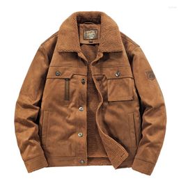 Men's Jackets Men Warm Coats Plus Velvet Thick Suede Male Fur Collar Winter Casual Jacket Mens Outwear Thermal Cotton Clothing