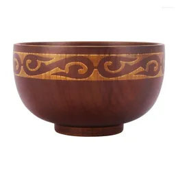 Bowls Mongolian Style Wooden Bowl Soup Salad Rice Noodle Ethnic Natural Wood Kids Tableware