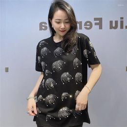 Women's T Shirts Pattern Diamonds Slim Tees For Women Summer Shirt Round Neck Black Thin Short Sleeve Tops Pullovers Camiseta De Mujer