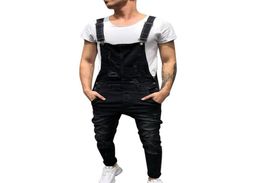 2019 Fashion Mens Ripped Jeans Jumpsuits Street Distressed Hole Denim Bib Overalls For Man Suspender Pants Size MXXL5097789