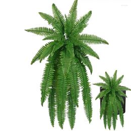 Decorative Flowers Large Artificial Fern Tropical Palm Plants Leaves Vines Hanging Plant Plastic Leaf Grass Wedding Party Wall Balcony