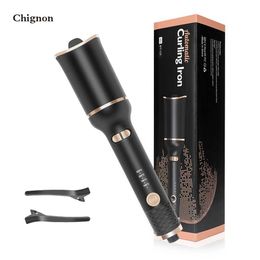Curling Irons Automatic ceramic curler automatic rotating iron rod air LED digital mini portable styling tool Q240506