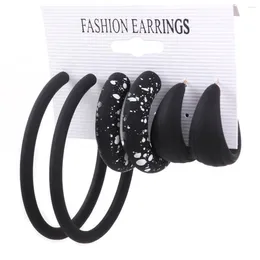 Hoop Earrings 3Pair/Set Fashion Love Geometric Acrylic For Women Multicolor Circle Heart Huggies Earring Statement Jewellery