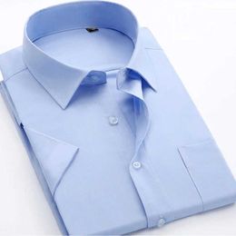 Men's Dress Shirts Solid Colour Short Sle Mens Casual Shirts Mens Formal Business Dress Shirts Classic Style Work Wear d240507