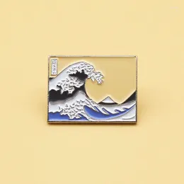 Brooches Sea Wave Arts Painting Enamel Lapel Pin Collect Badge Cute Children Gift Jewelry Adorn Backpack Hat Collar