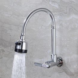 Kitchen Faucets Faucet Wall Mounted SinK Tap Rotatable Cold Water Single Lever Flexible Pipe Household Bathroom Wash Basin