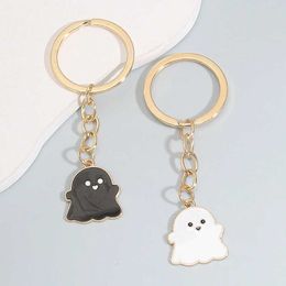 Keychains Lanyards Cute Little Ghost Keychain Halloween Spoof Gold Color Key Chains For Making Handmade DIY Jewelry Findings Accessories