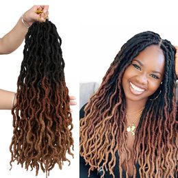 Goddess Faux Locs Crochet Hair Soft Curly Dreadlocks Hair Extensions Synthetic Braiding Hair Ombre Crochet Locs Wholesale Braids 240506