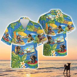 Men's Casual Shirts Fashion Hawaiian Poodle 3D Printed Shirts For Men Clothes Funny ha Beach Shirt Pet Dogs Graphic Short Slve Dog Lovers Tops Y240506