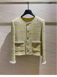 Designer women's jacket Yellow Fragrant Wind Woven Coat for Women's 2024 Spring and Autumn Festivals Unique Top Super Beautiful Cardigan