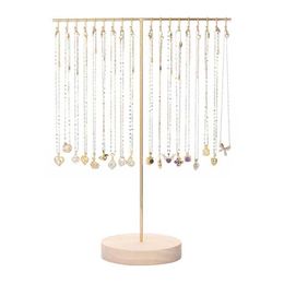 Jewellery Stand Metal Jewellery necklace display rack gold black and white bead earrings organic wood-based retail Q240506