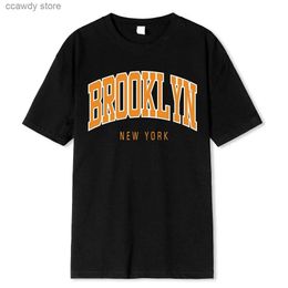 Men's T-Shirts Brooklyn New York Hip Hop Funny Printing Ma Tshirt Summer Loose Cotton T Shirt Breathab Shoulder Drop Clothes Man H240507