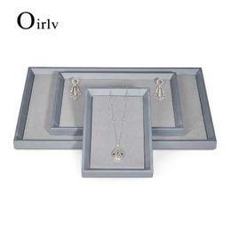 Jewellery Stand Oirlv Grey PU leather Jewellery display tray with ultra-fine Fibre storage used for necklaces pendants and bracelets Q240506