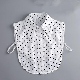 Bow Ties Polka Dots Shirt Detachable Collar For Women Lapel Blouse Tops Fake Female Removable Flase Accessory