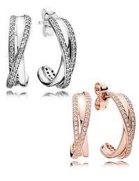 Authentic 925 Sterling Silver Hook Earring with Original box Fit Jewelry Rose Gold Stud Earring Women Wedding Gift Earrings4842802