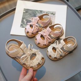 Summer Baby Girls Sandals CutOuts Lace Princess Shoes Children Anti Slip Soft Sole Toddler Kids Beach Size 2130 240425