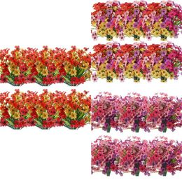Decorative Flowers Artificial Outdoor Plants And 12 Bundles UV Resistant Fake For Home Garden Decoration