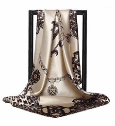 2020 Silk Scarf Women Hijab Fashion Designer Soft Kerchief 9090cm Square Shawls and Wraps Satin Headscarf DL0912827904