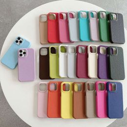 New genuine leather feel iPhone 14 suitable for Apple 11/12 lychee pattern half pack protective case hard shell