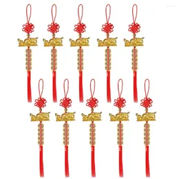 Decorative Figurines 10Pcs Red Chinese Dragon Charms Easy To Instal Multipurpose Knot Decoration Metal Lucky Home Decor