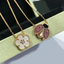 rose gold Ladybug plum necklace Ladies fashion simple sweet luxury brand Jewellery party Valentines Day gift 240507