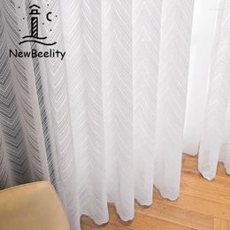 Curtain Modern Curtains For Living Dining Room Bedroom Simple White Wave Pattern Tulle Window Screen French Kitchen