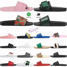 Sandals Designer Slipper Slide Tigri in gomma rosa Bloom Black Bianco rosso verde interblocco Slifori a strisce blu Slideshhfa#