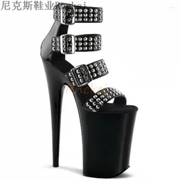 Sandals Rncksi 20cm Catwalk Model Shoes Rivet Decoration Street Performance With High-rise Non-slip Insoles