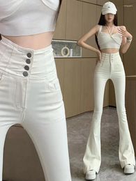 Women's Jeans High Waist Skinny Full Length Micro Flare Lady Summer Autumn Streetwear Slim Boot Cut Long