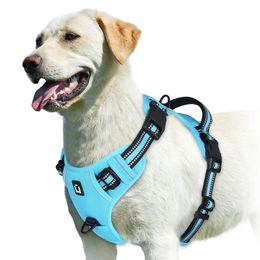 No Pull Dog Harness Adjustable Soft Padded Pet Vest with Easy Control Handle 240506