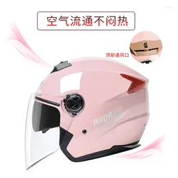 Motorcycle Helmets Half Open Face Moto Helmet Motociclo Cascos Para Racing Vintage Double Lens Black