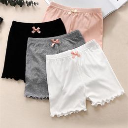 Women's Shorts 4 Pieces Of Girls' Safety Pants Anti-slip Summer Thin Little Girls Modal Leggings Solid Colour Bow Three-point Women