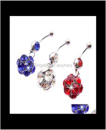 Bell D0153 3 Colors Belly Button Navel Rings Body Piercing Jewelry Dangle Fashion Charm Lovely Cz Stone Steel 10Pcslot 5Eh4I 6Djxq6263588