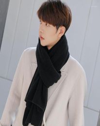 Scarves Men039s Scarf Winter Korean Version Pure Color Knitted Wool Young People Thickened Long Student Outdoor Business Travel5321159