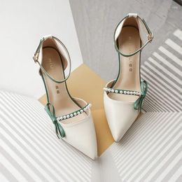 Dress Shoes White High Heels Spring And Summer Comfortable Single French Pointy Skinny With Bridesmaid Wedding Simple Atmosphere