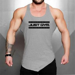 Men's Tank Tops Mens Fitness Irregular Hem Tank Tops Running Sport Cotton Breathable Slveless Shirt Gym Bodybuilding Training Slim Fit Vests Y240507