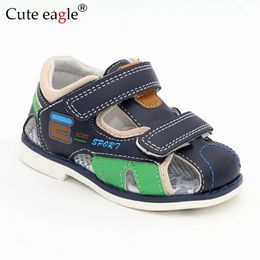 Cute Eagle Summer Boys Orthopedic Sandals Pu Leather Toddler Kids Shoes for Closed Toe Baby Flat Size 2227 NoA192 240426