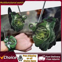 Rechargeable for Kids Two-Way Radio Walky Talky with Flashlight 7 in 1 Watch Children Outdoor Game Interphone Army Toy Gifts 240506