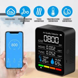 Gauges Bluetooth 5 in1 CO2 Detector Digital Temperature Humidity Metre Sensor Air Quality Monitor Carbon Dioxide TVOC HCHO Analyzer