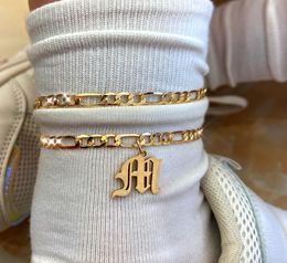 AZ Letter Initial Anklets Bracelet For Women Gold Colour Alphabet Ankle Chains Boho Summer Beach Barefoot Foot Jewellery Gift7232864