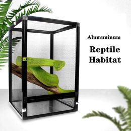 Terrariums Reptile Habitat Tank Aluminium Air Screen Cage Detachable Reptile Terrarium Rainforest Habitat Ventilation for Amphibia