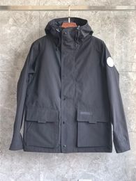 Mens Goosess jacket windrunner fashion hooded sports windbreaker casual zipper Lockport Trench Jacket Lightweight Outdoor Jacket 2429M Black Black Label