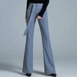 Women's Pants Capris Office Lady Elegant All-match Straight Pants Spring Autumn Lace-up Bow High Waist Loose Fashion Women Oversize Casual Trousers Y240504